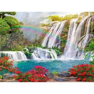 Paint by Number Kits Beautiful Waterfall Nature DIY Paint for Adults 16x20in